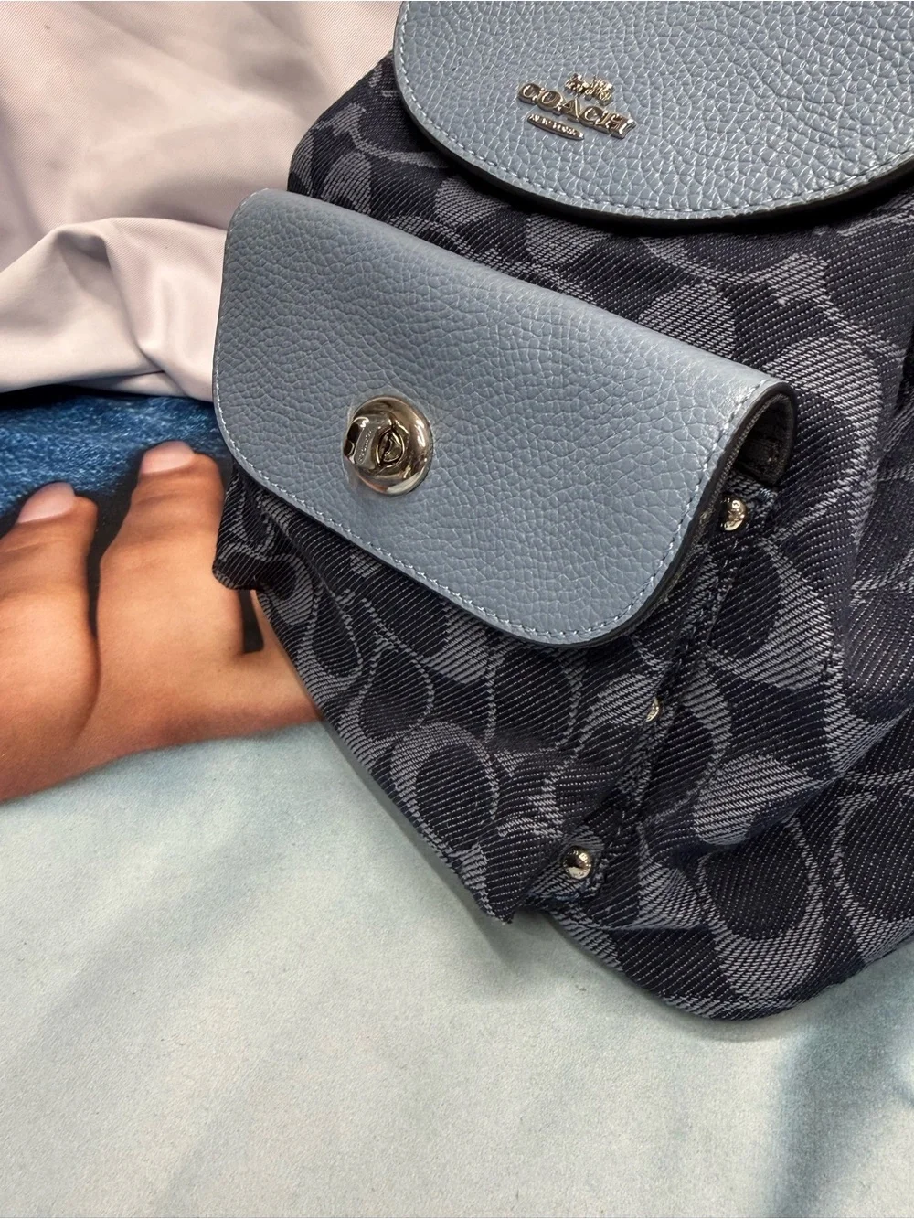 Coach Blue Signature Canvas & Leather Mini Backpack